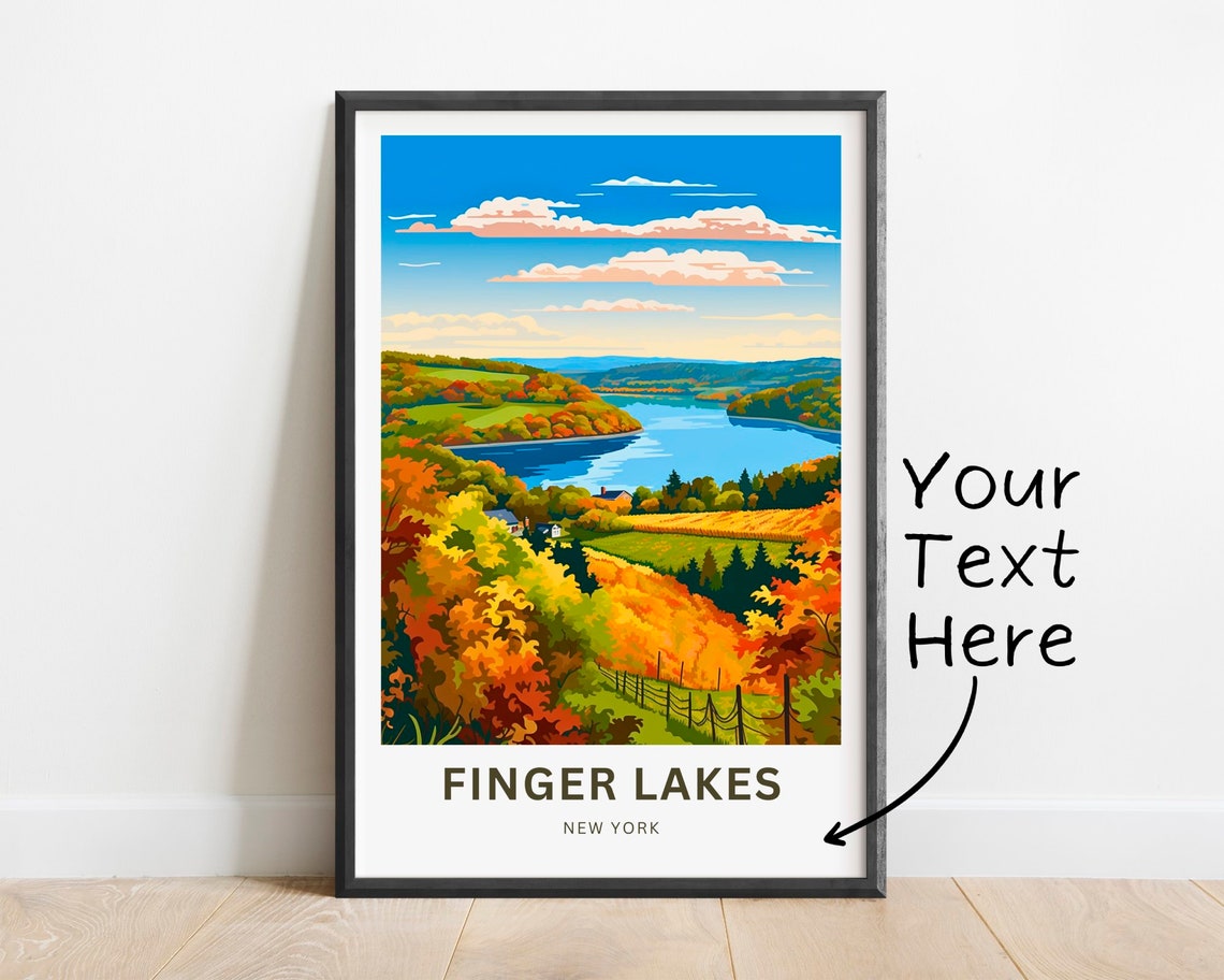 Personalized Finger Lakes New York Autumn Vineyard Hills Poster