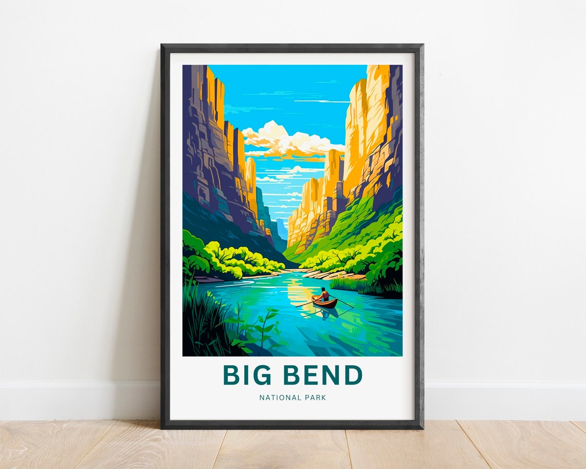 Big Bend National Park Canoe River Canyon Adventure Travel Poster