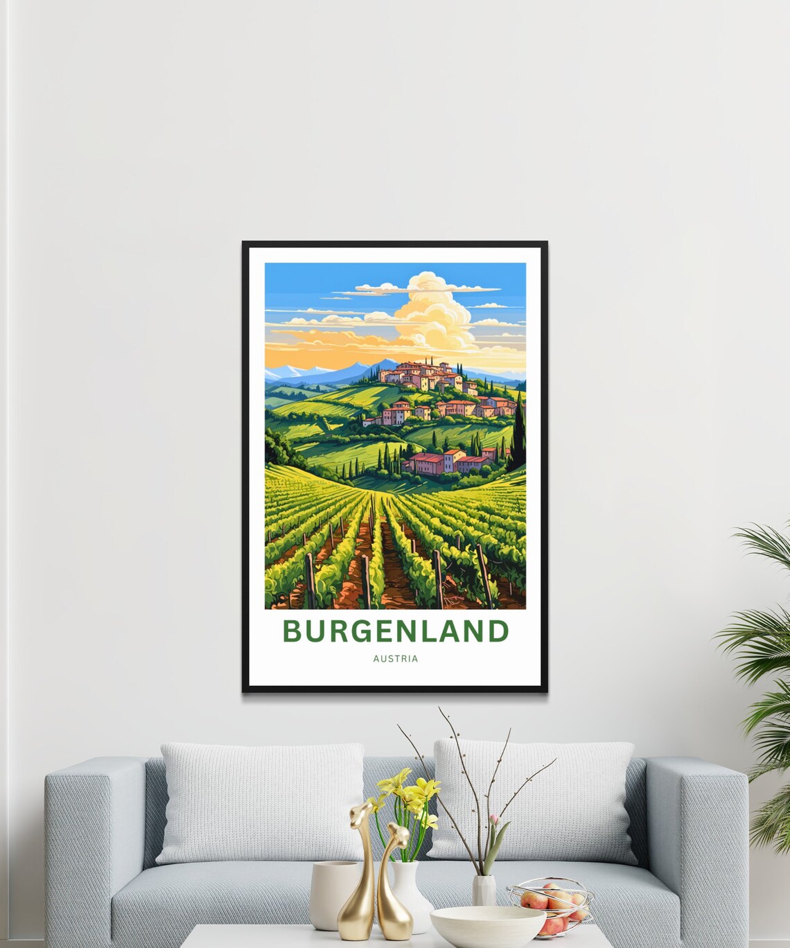 Burgenland Austria Hilltop Village Sunset Vineyard Travel Poster - Image 3