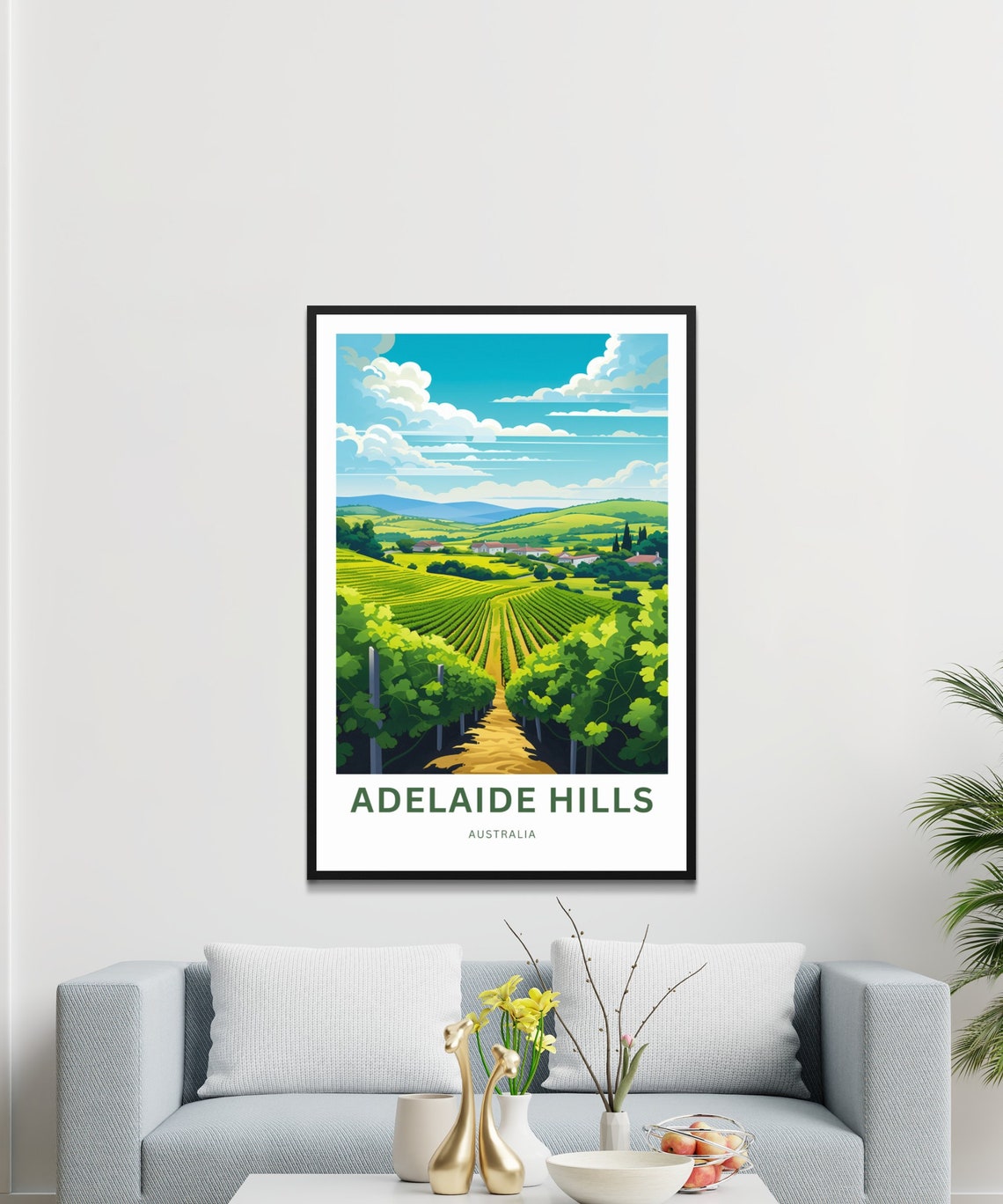Adelaide Hills Australia Personalized Vineyard Valley Rows Poster - Image 3