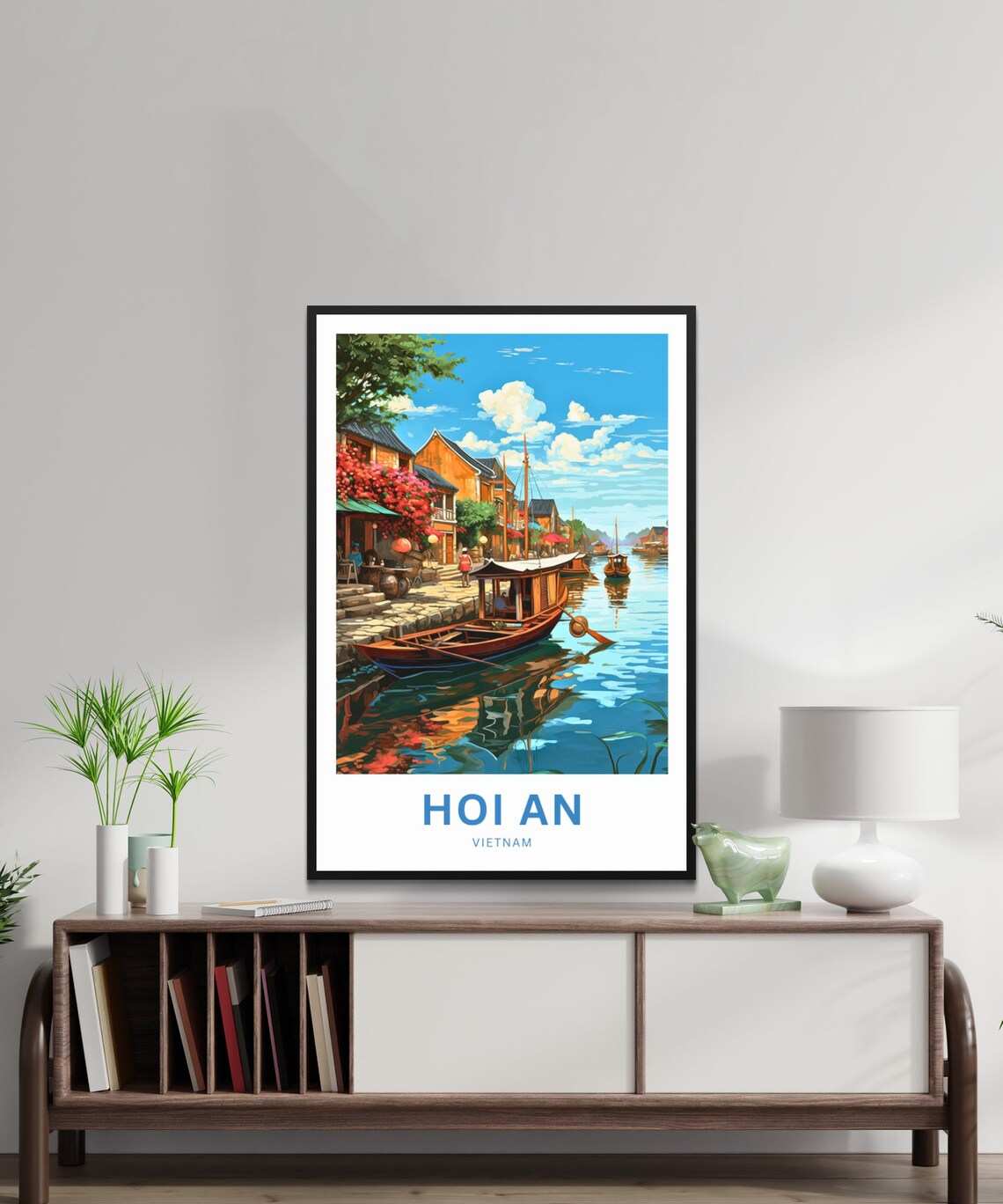 Hoi An Vietnam Riverside Boats Lantern Town Personalized Travel Poster - Image 2