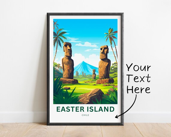 Personalized Easter Island Chile Ancient Moai Statues Travel Poster
