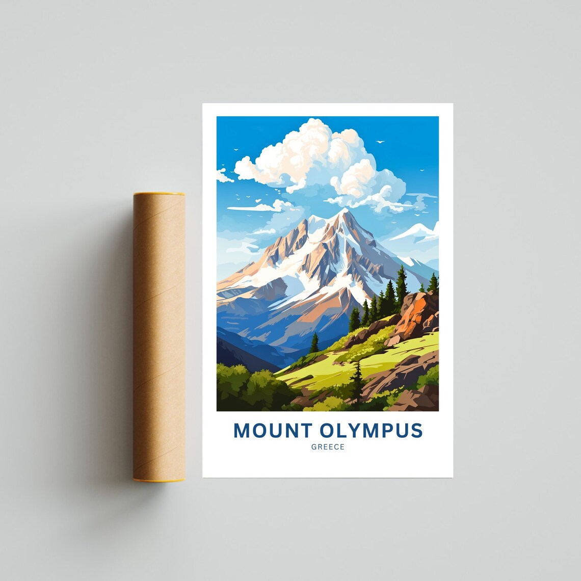 Mount Olympus Greece Snowy Alpine Peak Meadow Vintage Travel Poster - Image 4
