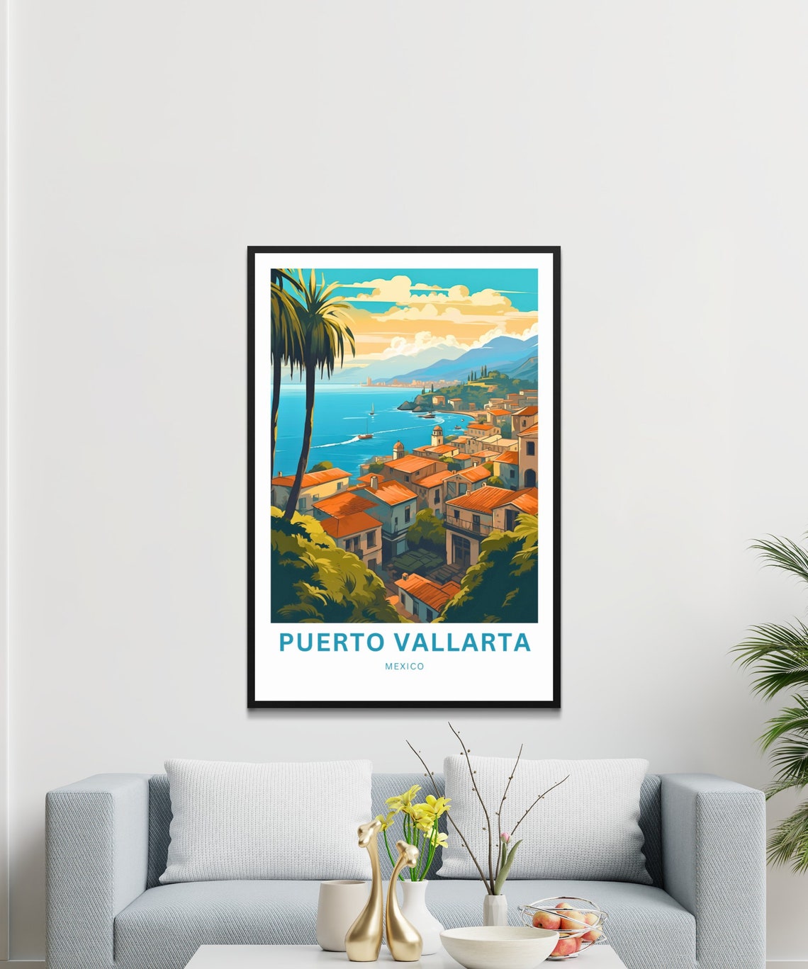 Personalized Puerto Vallarta Travel Print Puerto Vallarta Poster Mexico Wall Art Framed Present Gift Mexico Decor Present - Image 3
