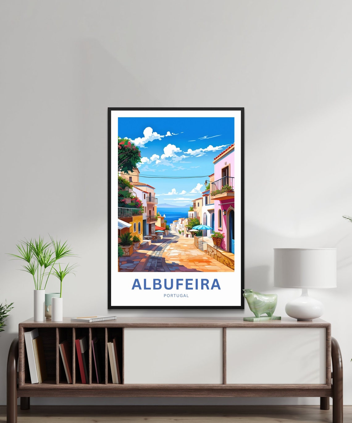 Personalized Albufeira Portugal Colorful Street Travel Poster - Image 3