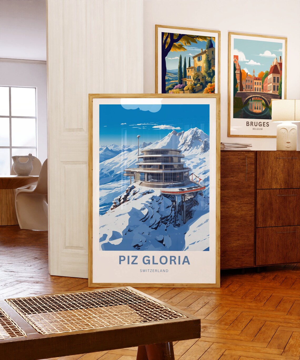 Piz Gloria Switzerland Snowy Summit Building Retro Travel Poster - Image 5