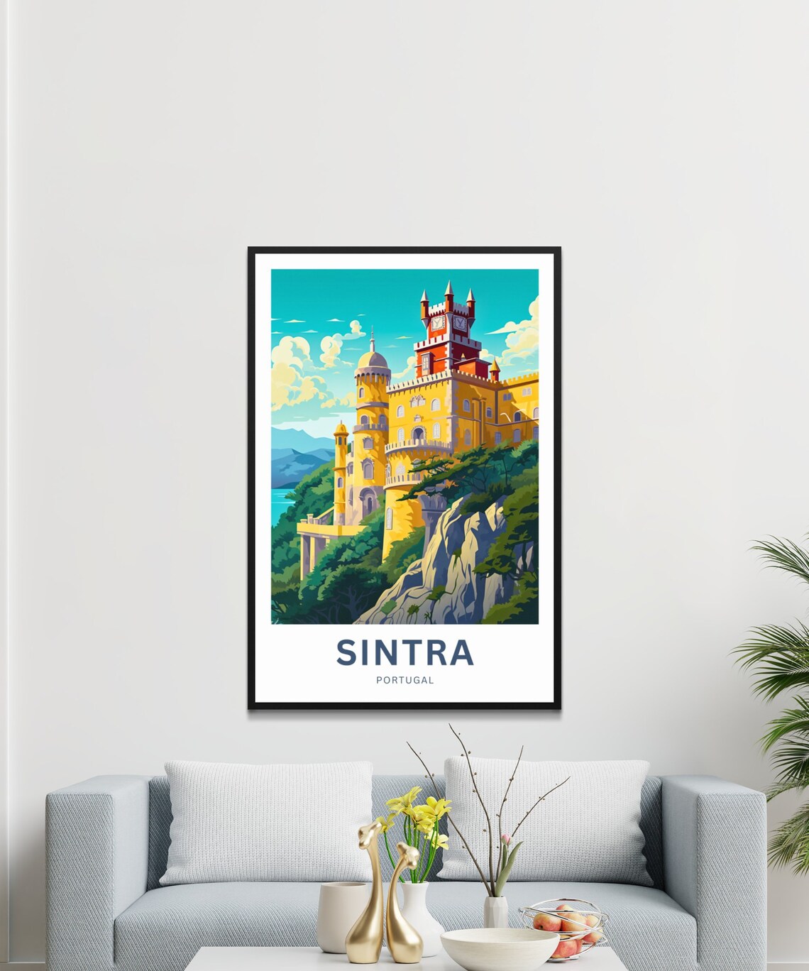 Sintra Portugal Pena Palace Colorful Castle Personalized Travel Poster - Image 3