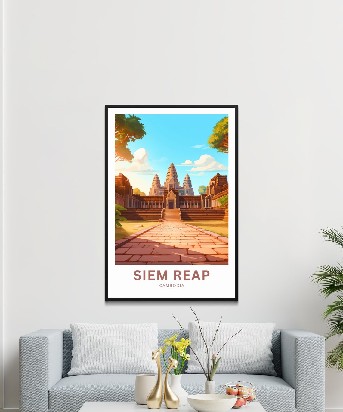 Siem Reap Cambodia Angkor Wat Causeway Stone Path Temple Travel Poster - Image 3