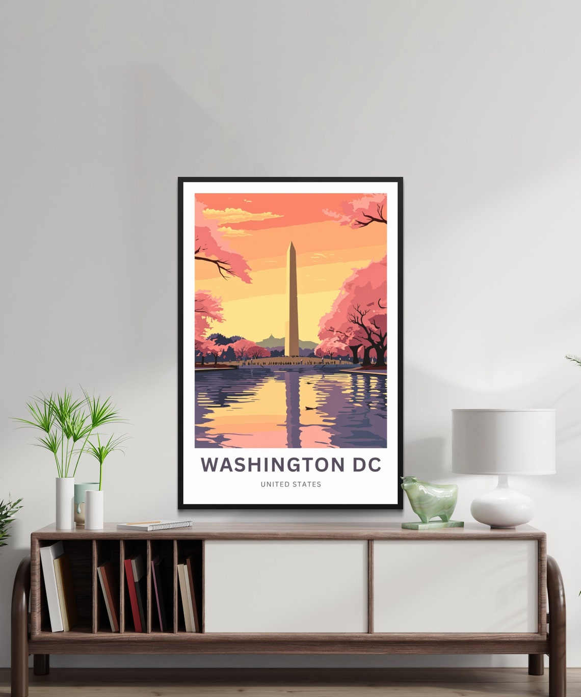 Washington DC Monument Cherry Blossoms Reflecting Pool Custom Poster - Image 2