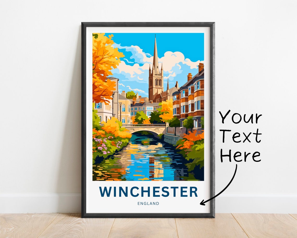 Personalized Winchester River Bridge Autumn Scene Custom Travel Poster