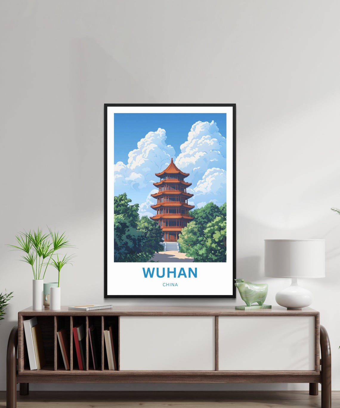 Wuhan China Customizable Historic Red Pagoda Landmark Poster - Image 3