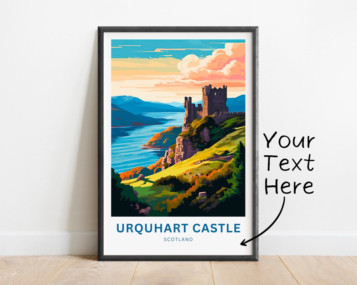 Personalized Urquhart Castle Scotland Custom Text Travel Poster