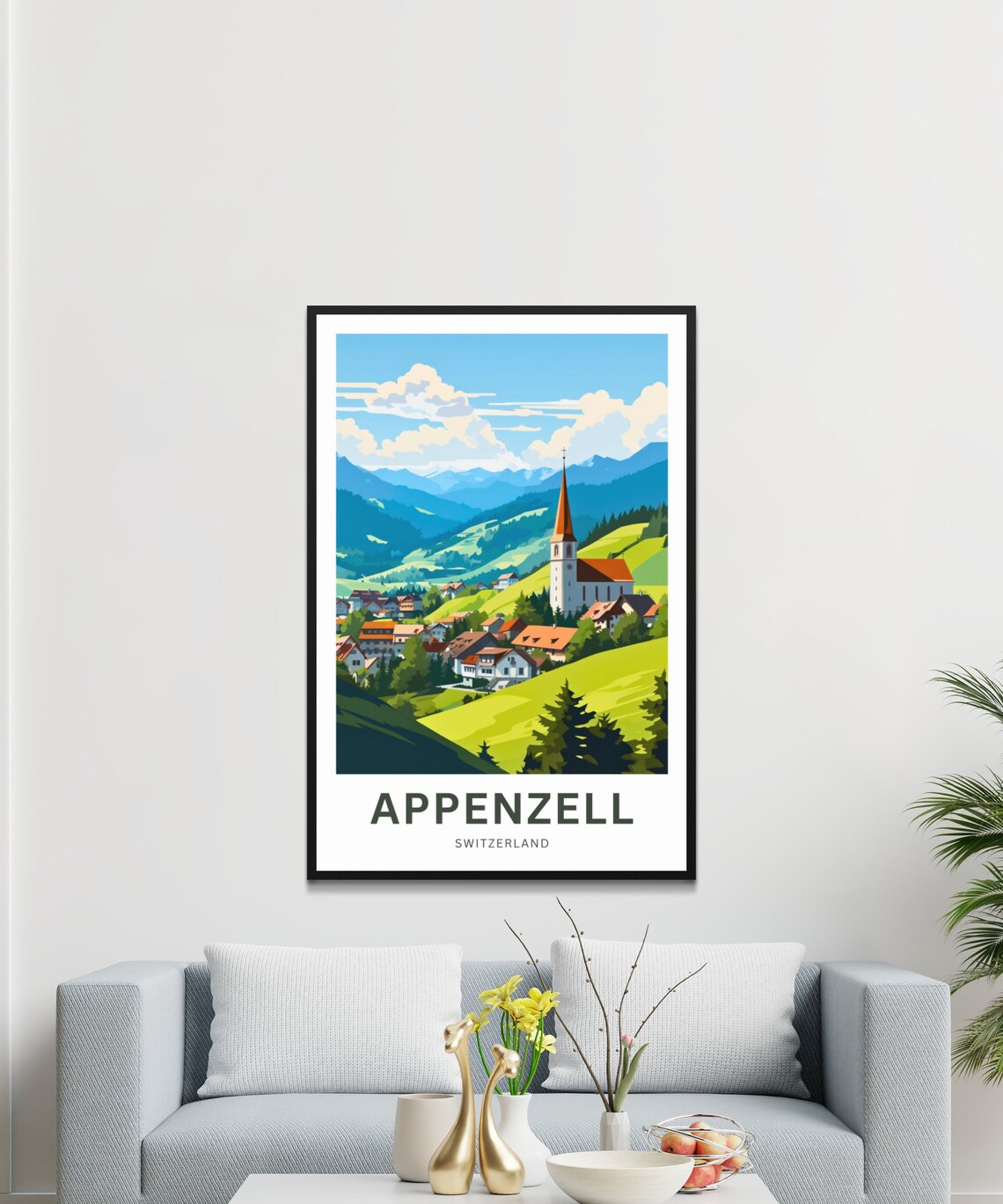 Appenzell Switzerland Village Church Alpine Valley Travel Poster - Image 3