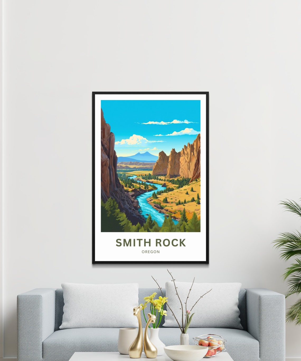Smith Rock Oregon Red Canyon River Cliffs Outdoor Travel Poster - Image 3