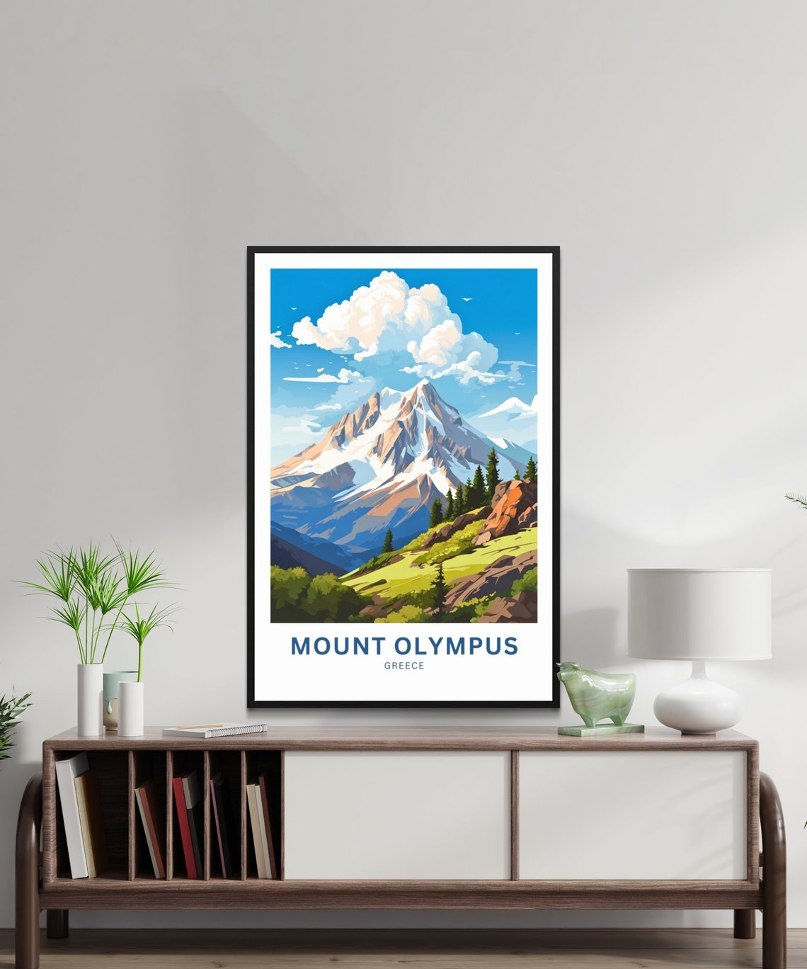 Mount Olympus Greece Snowy Alpine Peak Meadow Vintage Travel Poster - Image 3