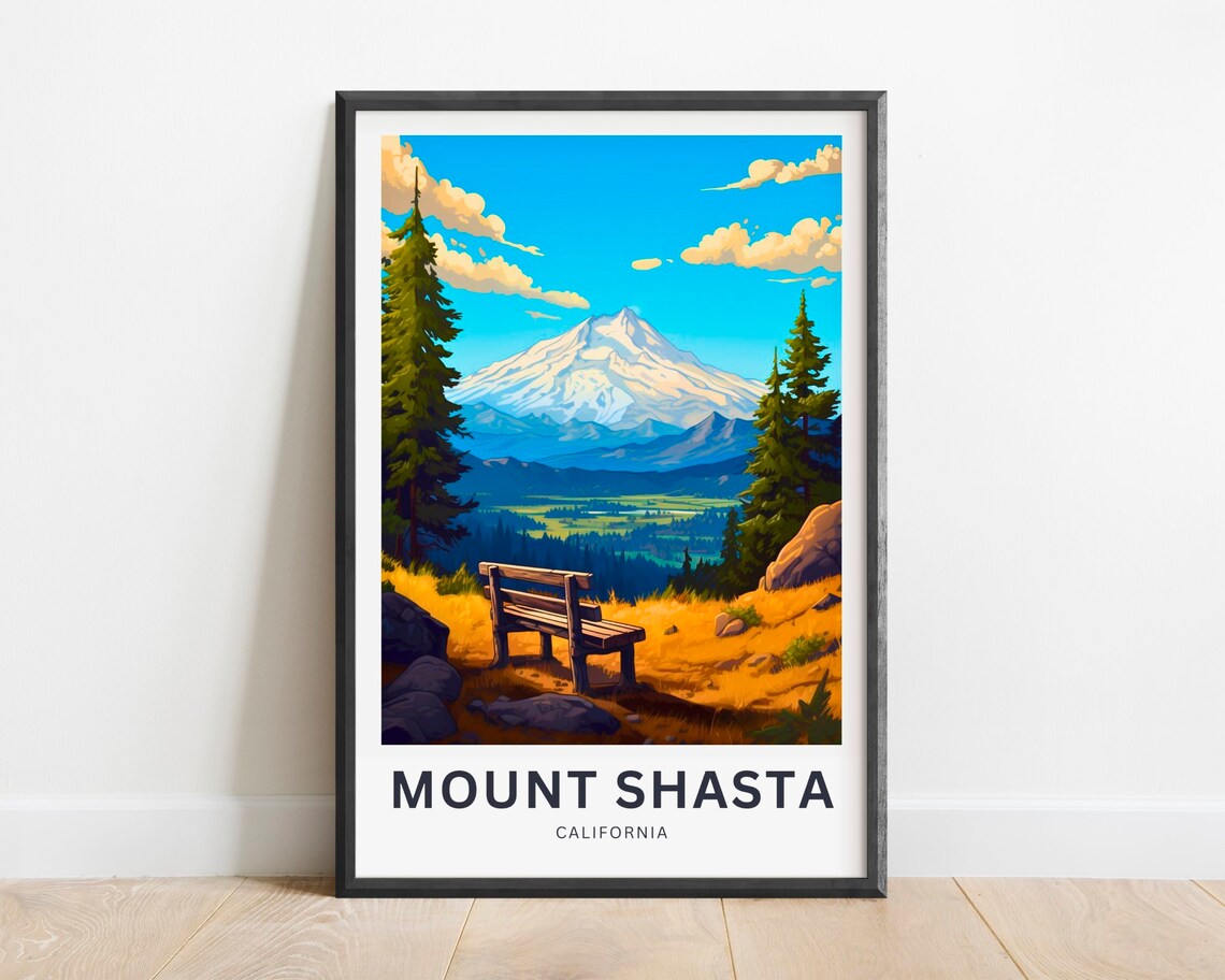 Mount Shasta Travel Poster, California Landscape - Image 3