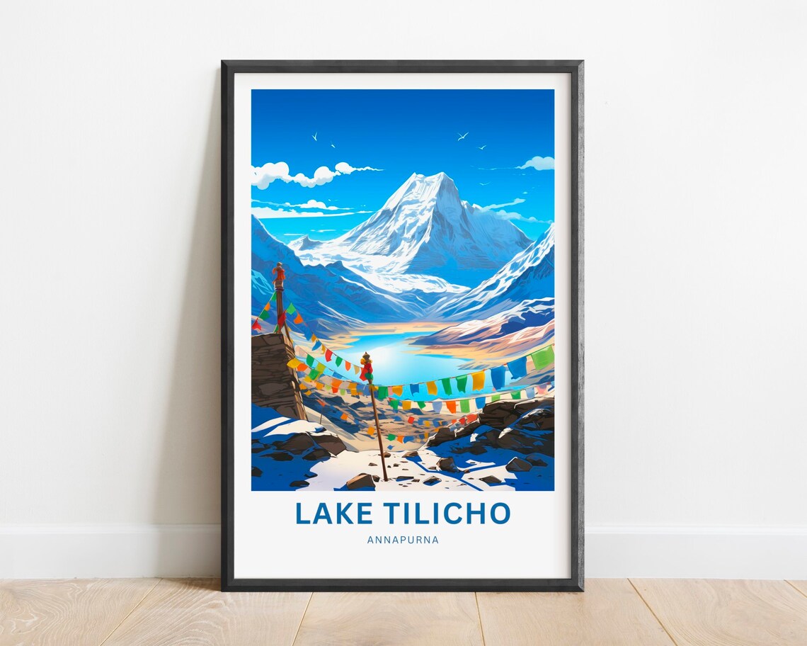 Lake Tilicho Annapurna Sacred Lake Snowy Peaks Travel Poster