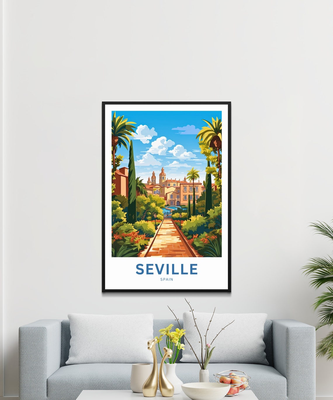 Seville Spain Personalized Lush Garden Palace Courtyard Poster - Image 3