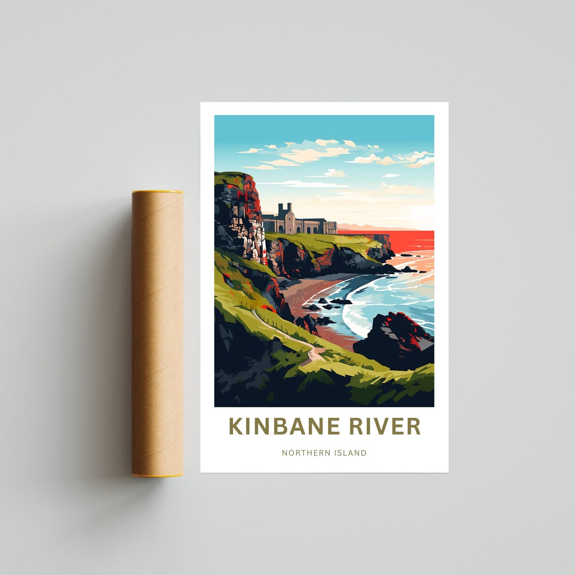 Personalized Kinbane River Castle Cove Sunset Custom Travel Poster - Image 4
