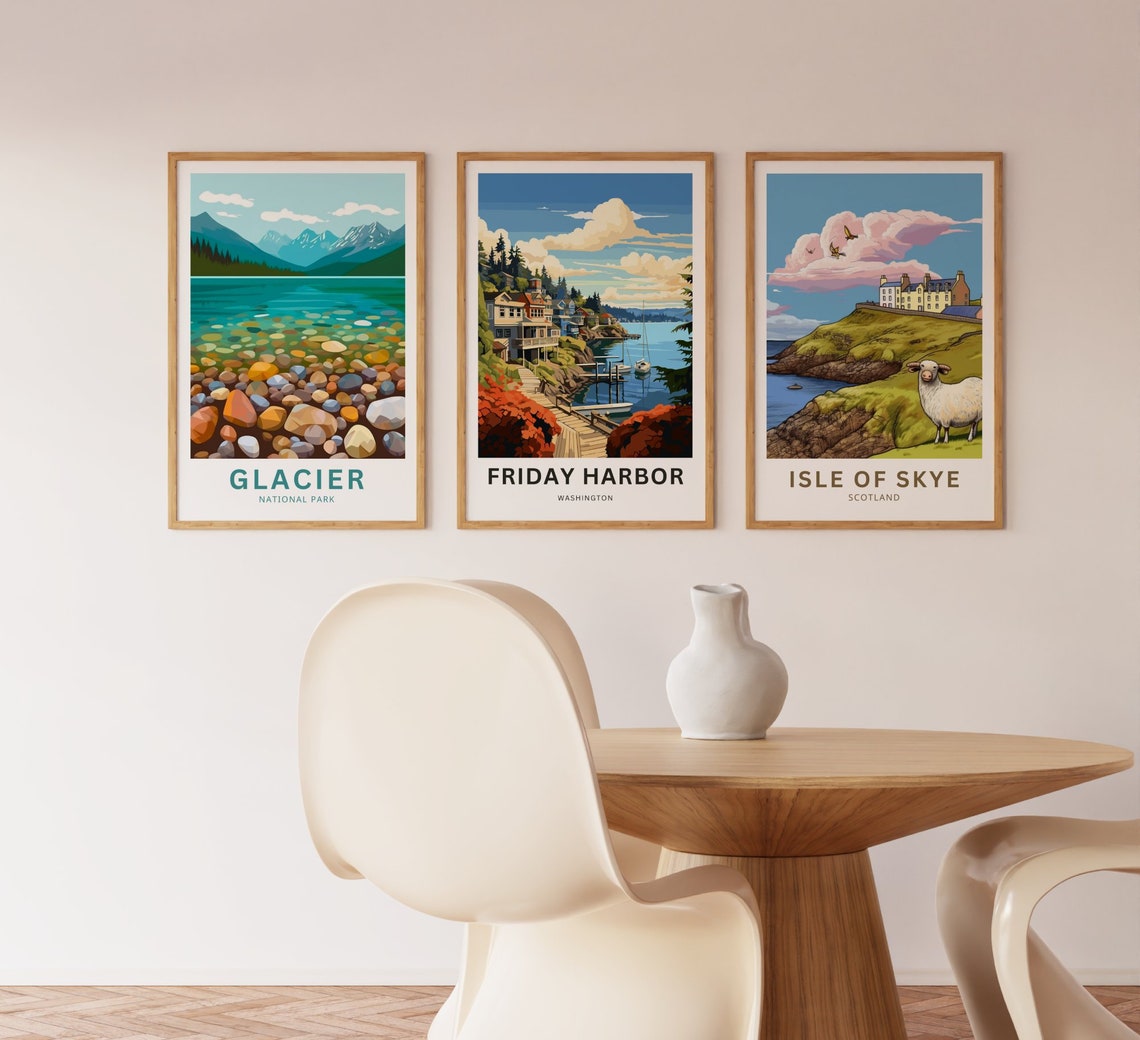 Friday Harbor Washington Customizable Marina Cottages Poster Artwork - Image 3
