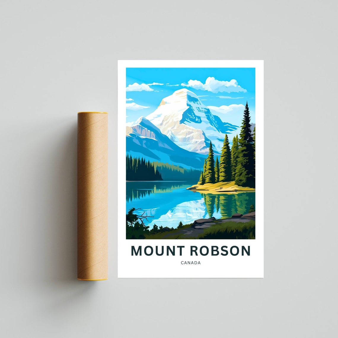 Mount Robson Canada Snowy Peak Lake Pines Personalized Poster - Image 4