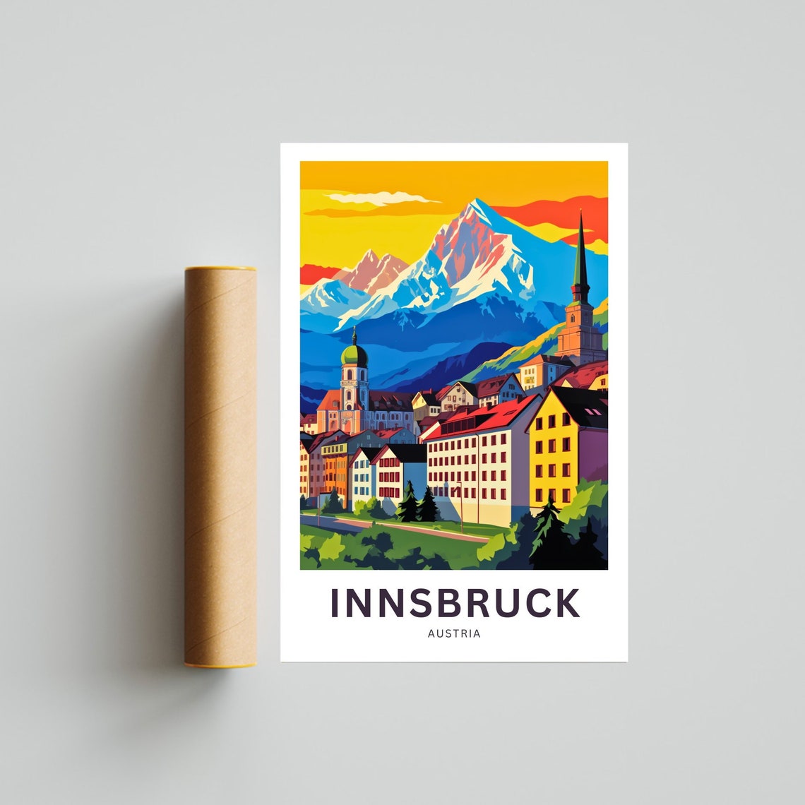 Innsbruck Austria Alpine Town Mountains Personalized Travel Poster - Image 4