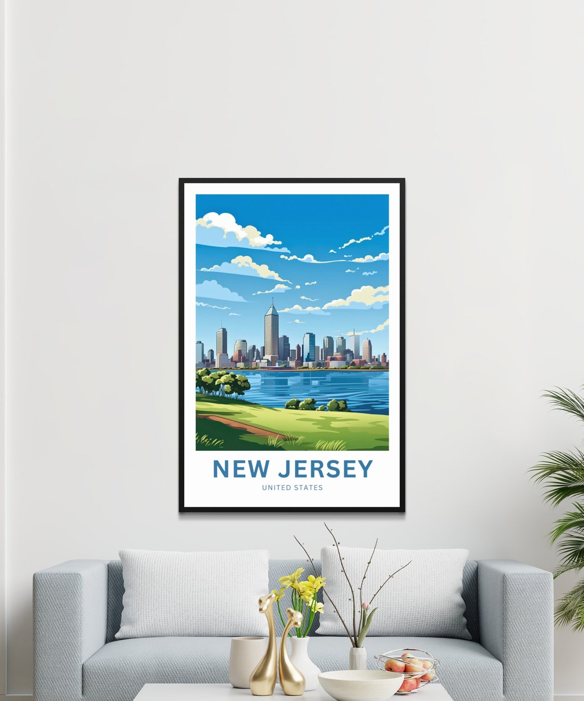 Personalized New Jersey Waterfront Park Skyline Travel Poster - Image 3