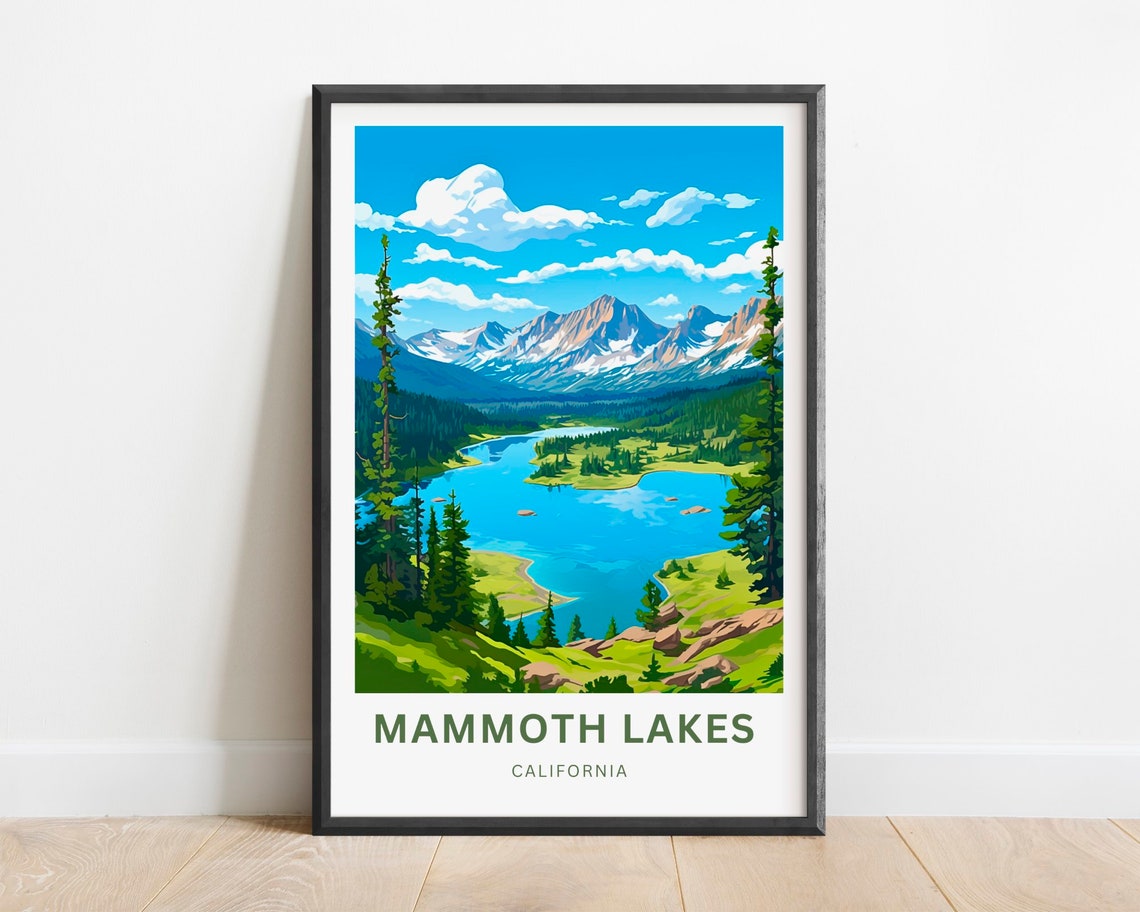 Mammoth Lakes California Blue Lake and Snowy Peaks Pines Poster
