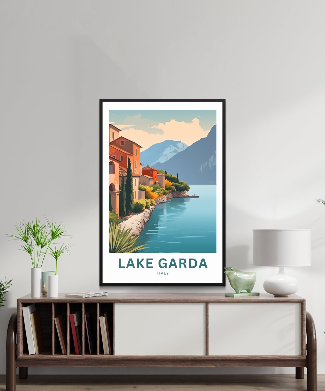 Lake Garda Italy Lakeside Village Cypress Mountains Timeless Poster - Image 2