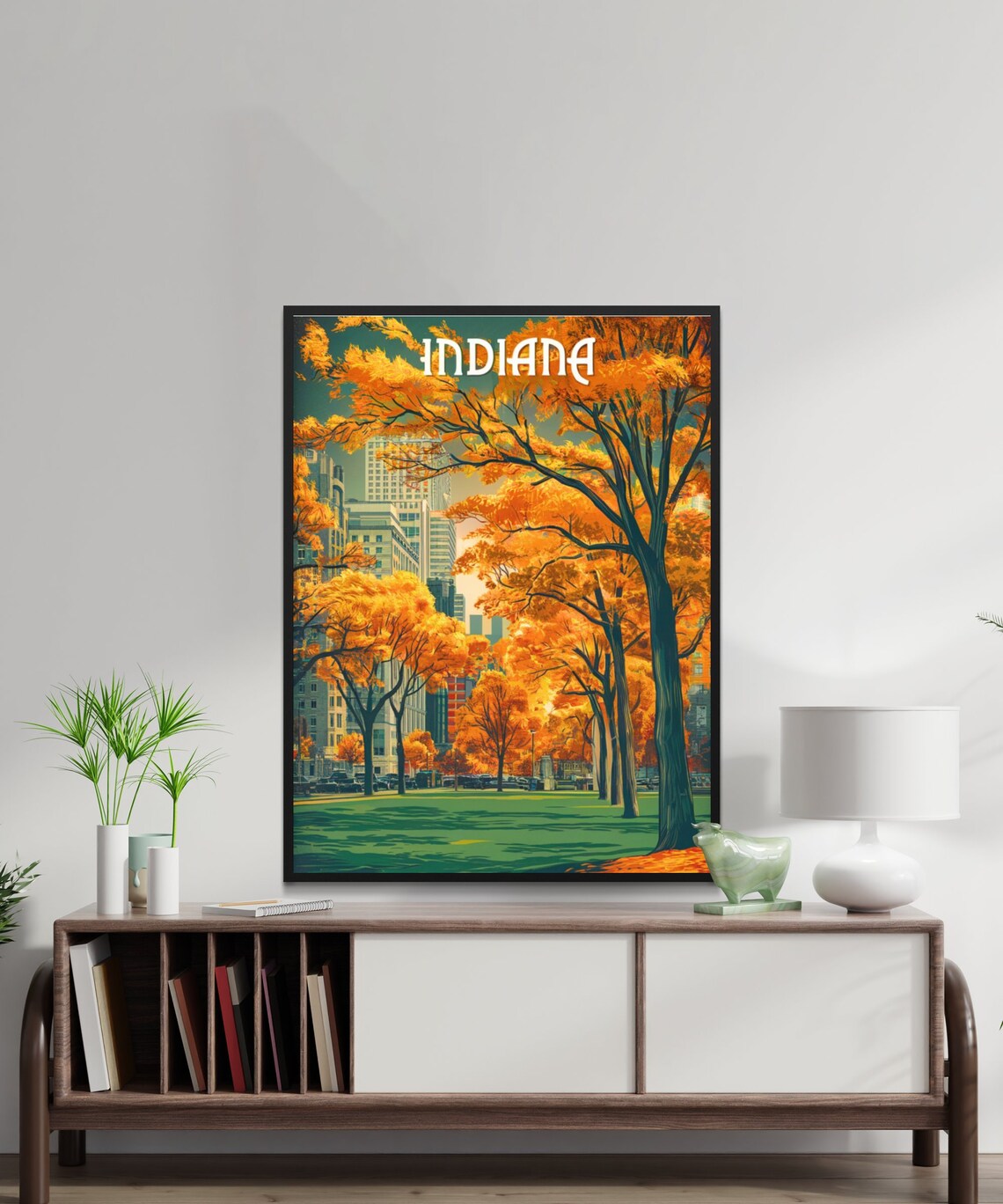 Indiana Autumn Fall Foliage City Park Golden Trees Travel Poster - Image 2