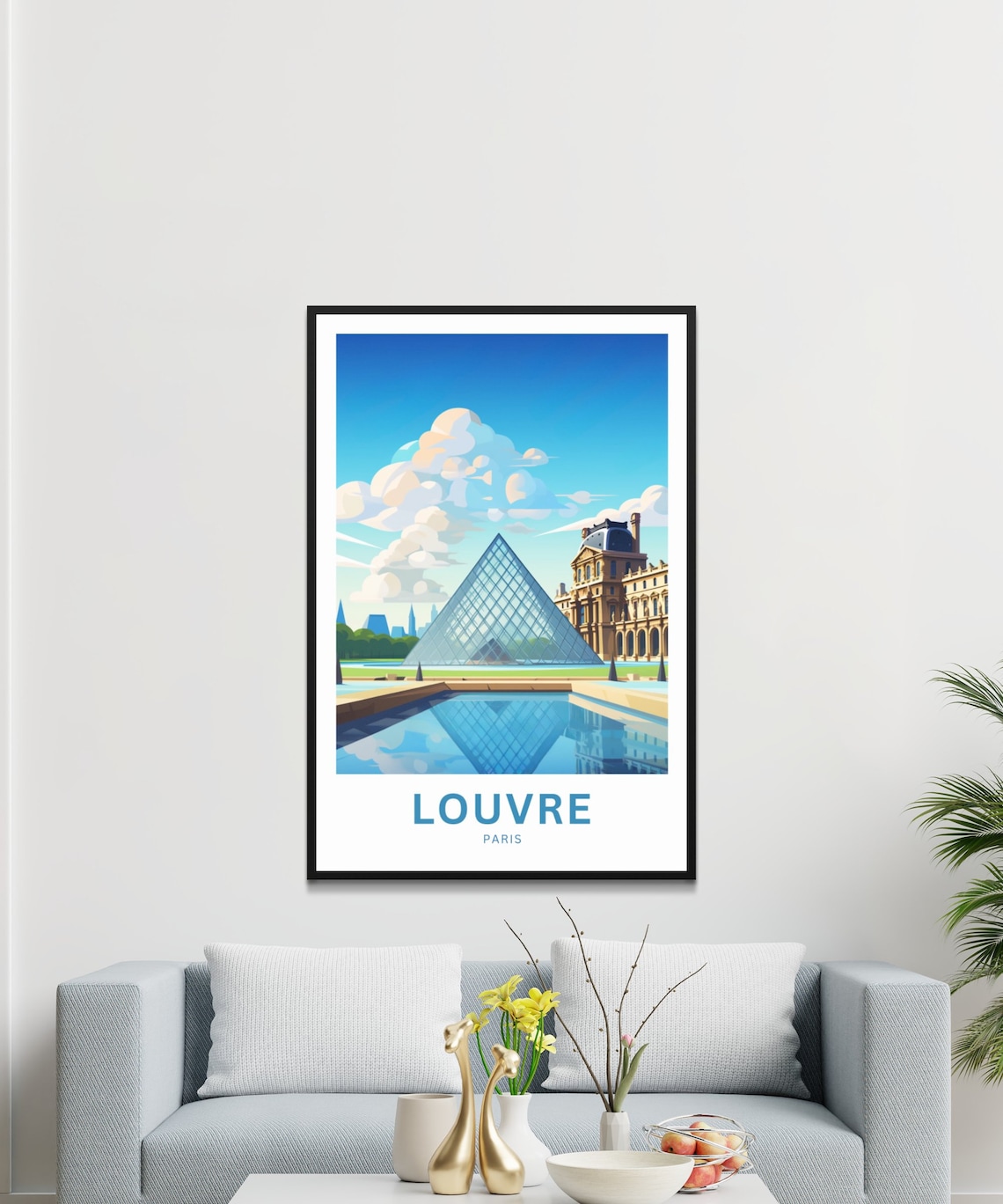 Personalized Louvre Paris Glass Pyramid Reflection Custom Travel Poster - Image 3
