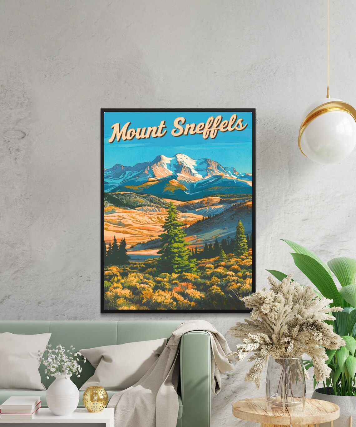 Mount Sneffels Colorado Golden Meadow Snowy Peak Travel Poster - Image 2