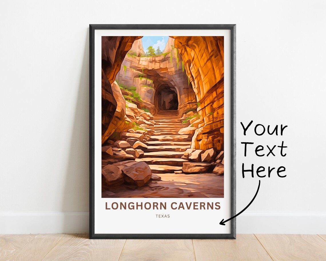 Longhorn Caverns Texas Golden Canyon Customizable Travel Poster