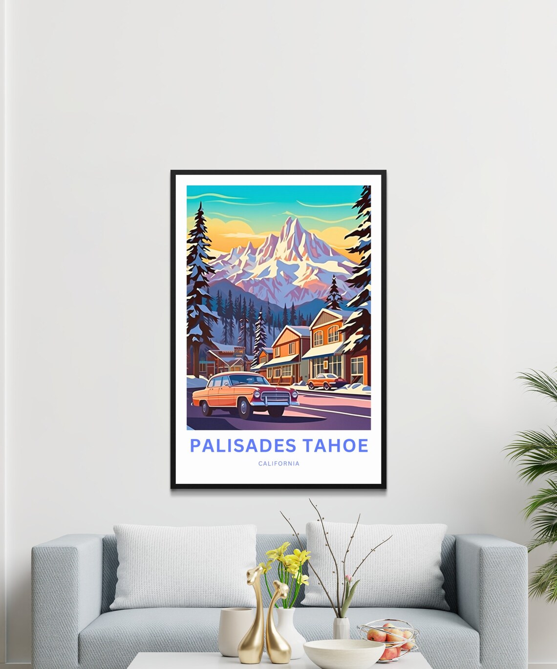 Palisades Tahoe Retro Village Street Personalized Ski Poster - Image 3