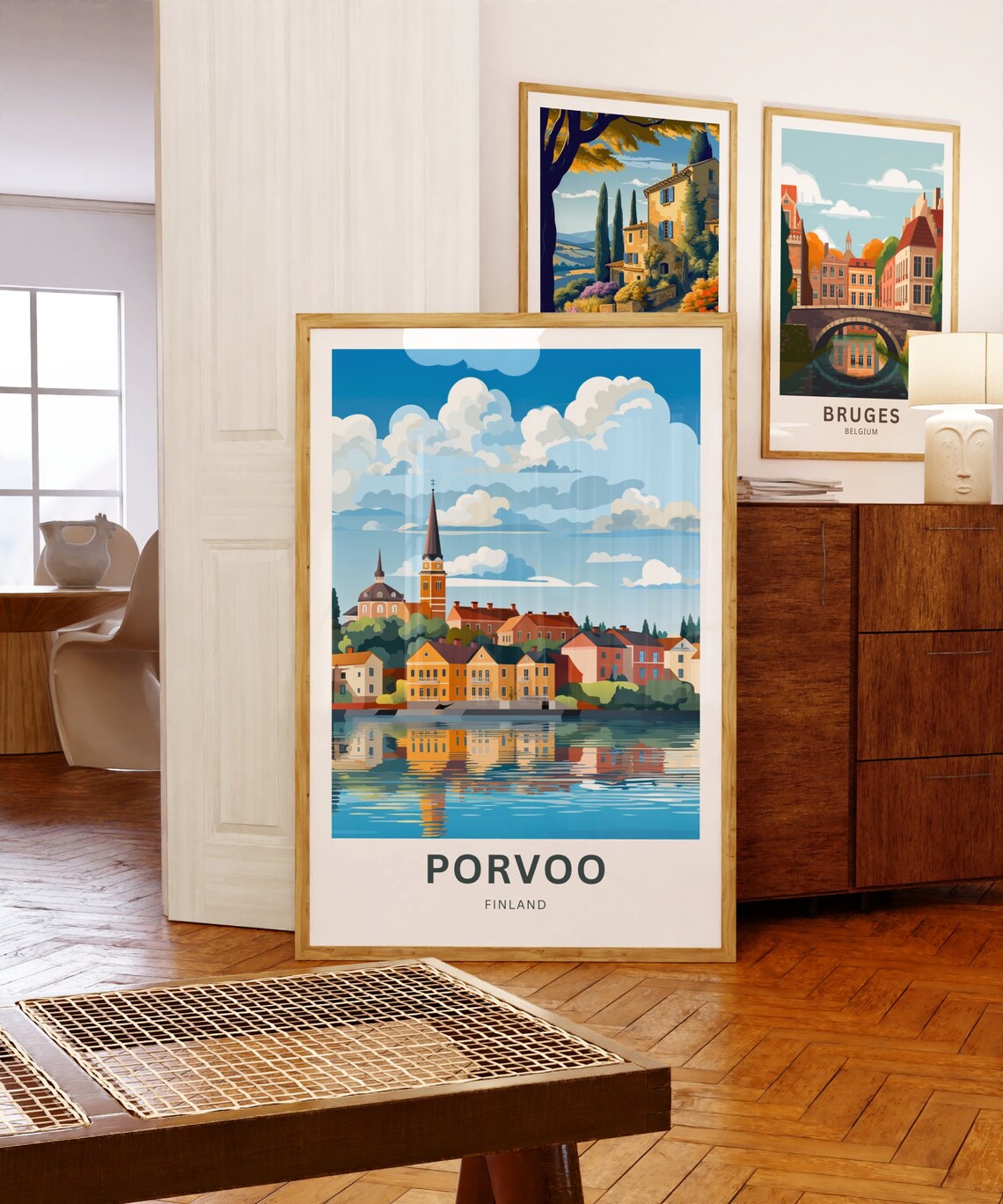 Porvoo Riverside Old Town Reflection Church Spires Finland Poster - Image 5