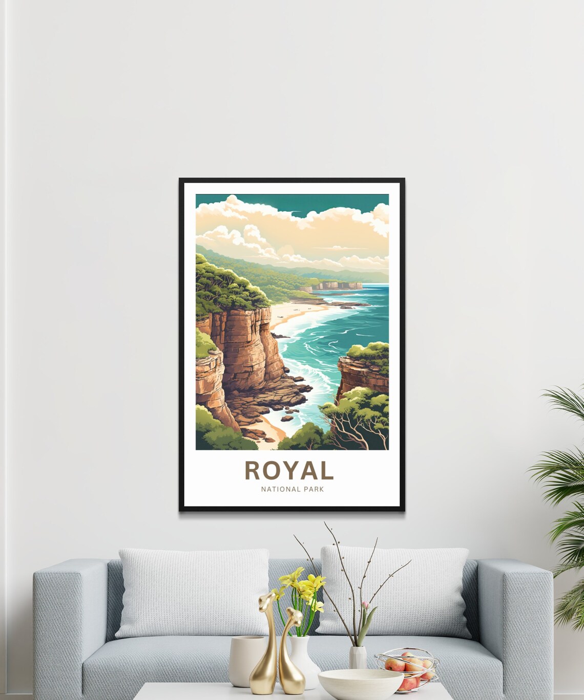 Royal National Park Coastal Cliffs Beach Vintage Travel Poster - Image 3