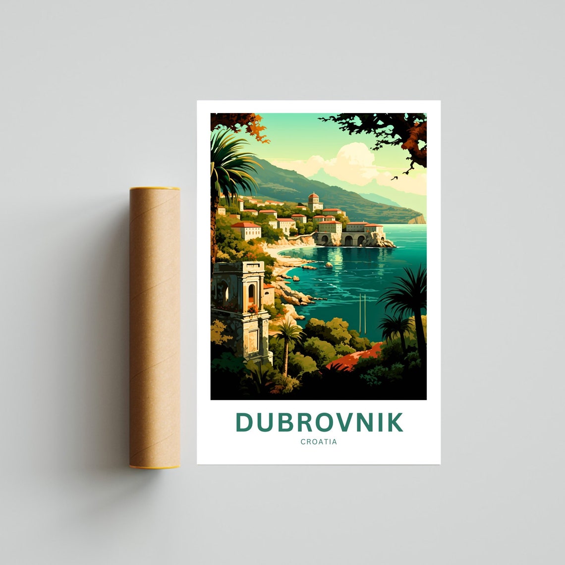 Personalized Dubrovnik Croatia Adriatic Coast Town Travel Poster - Image 4