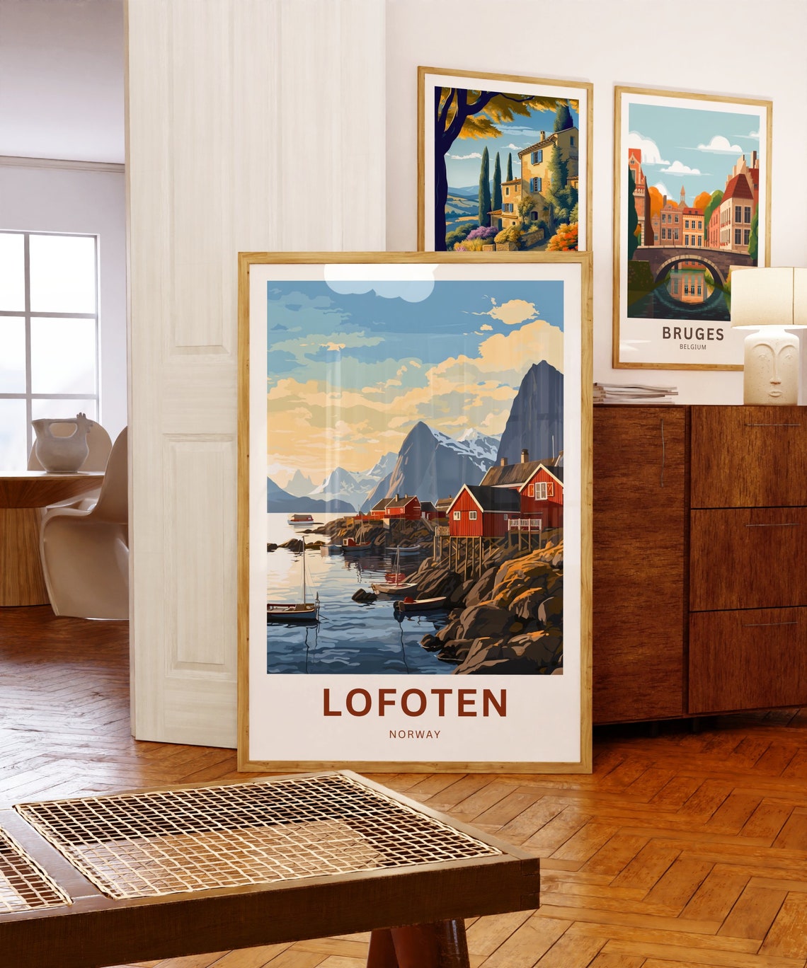Lofoten Norway Red Cabins Harbor Boats Sunset Personalized Poster - Image 5