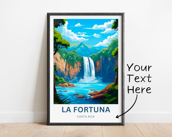 Personalized La Fortuna Travel Print Poster Costa Rica Wall Art Framed Present Gift