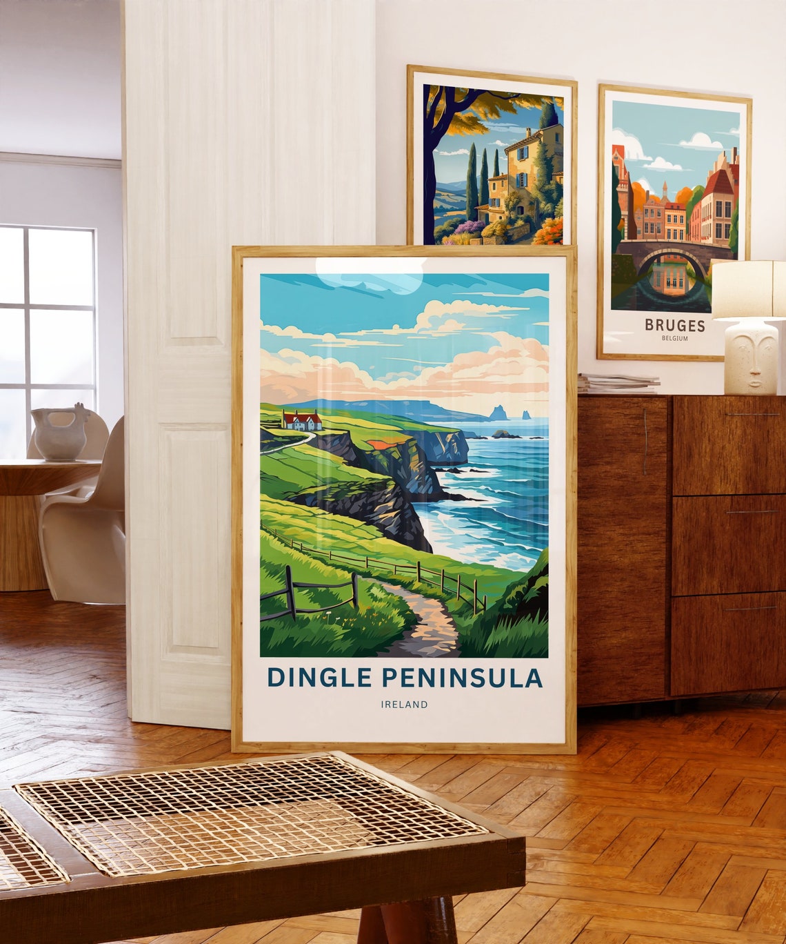 Dingle Peninsula Ireland Vintage Cliffs Path Cottage Travel Poster - Image 5