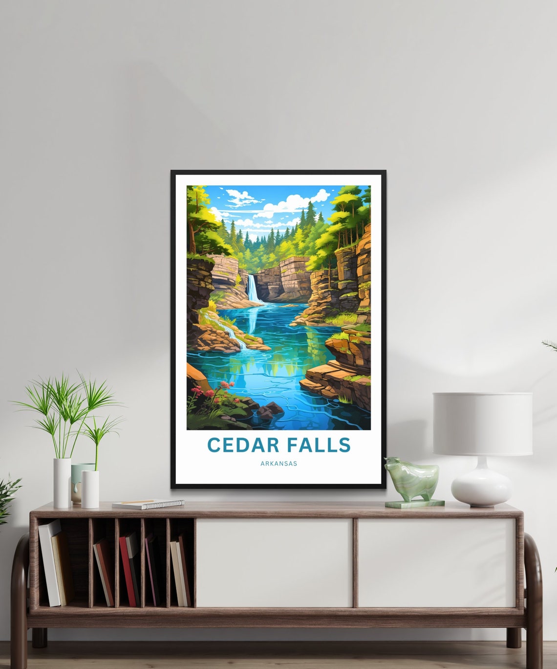 Cedar Falls Arkansas Red Rock Canyon River Falls Travel Poster - Image 2