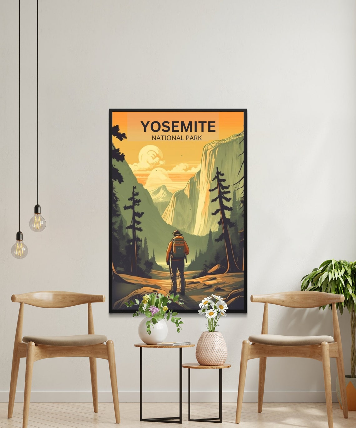 Yosemite National Park Hiker Valley Cliffs Sunset Travel Poster - Image 4