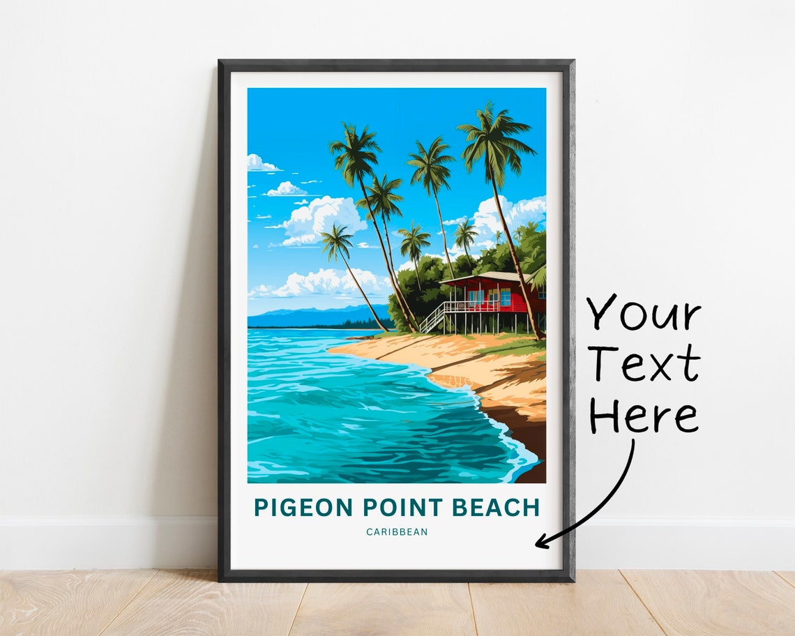 Personalized Pigeon Point Beach Travel Print Pigeon Point Beach Poster Tobago Wall Art Framed Present Gift Caribbean Present Custom