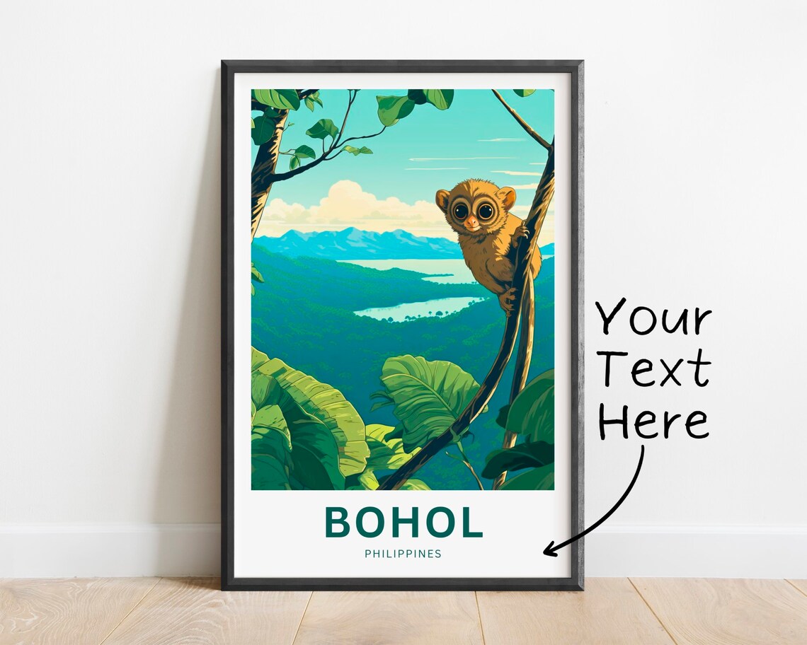 Personalized Bohol Tarsier Jungle Valley Philippines Travel Poster