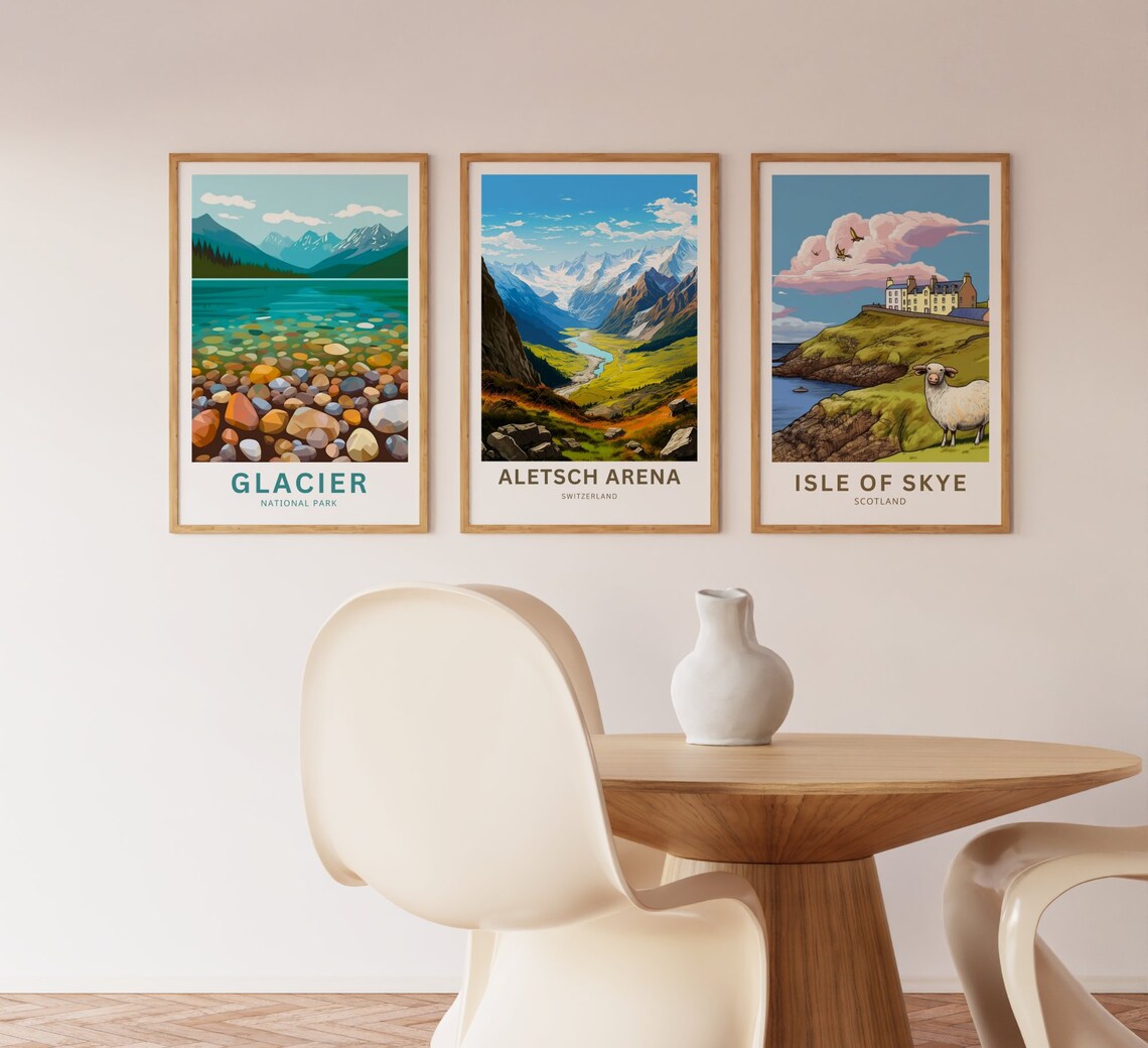 Aletsch Arena Switzerland Alpine Glacier River Valley Travel Poster - Image 5