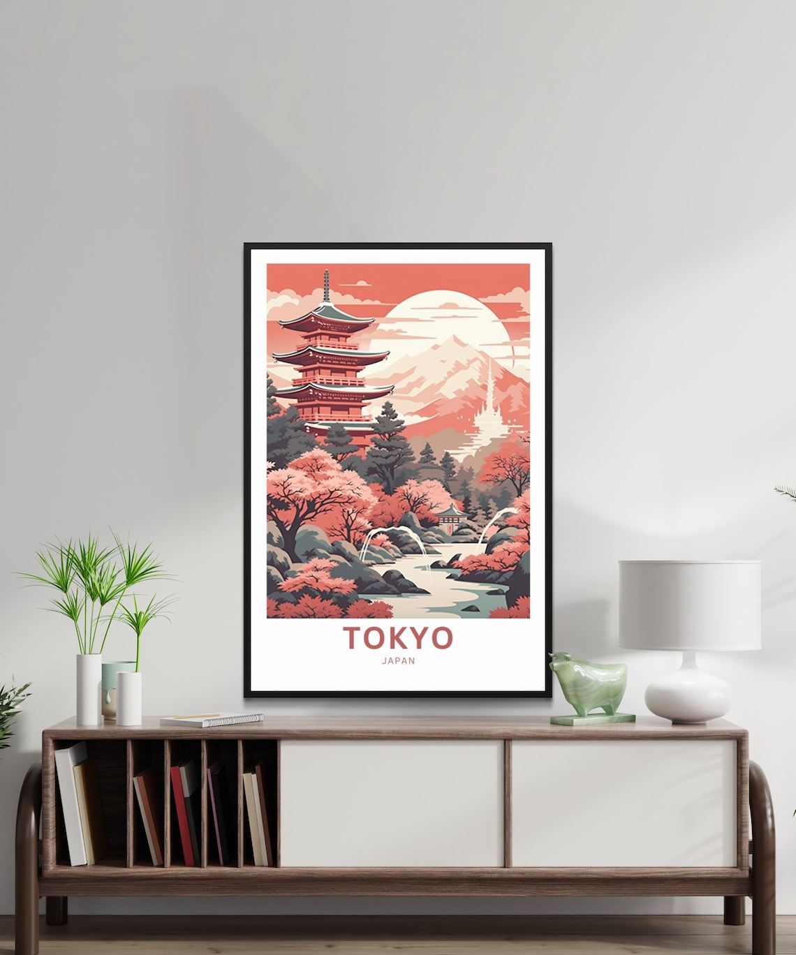 Tokyo Japan Cherry Blossom Pagoda Mount Fuji Travel Art Poster - Image 3