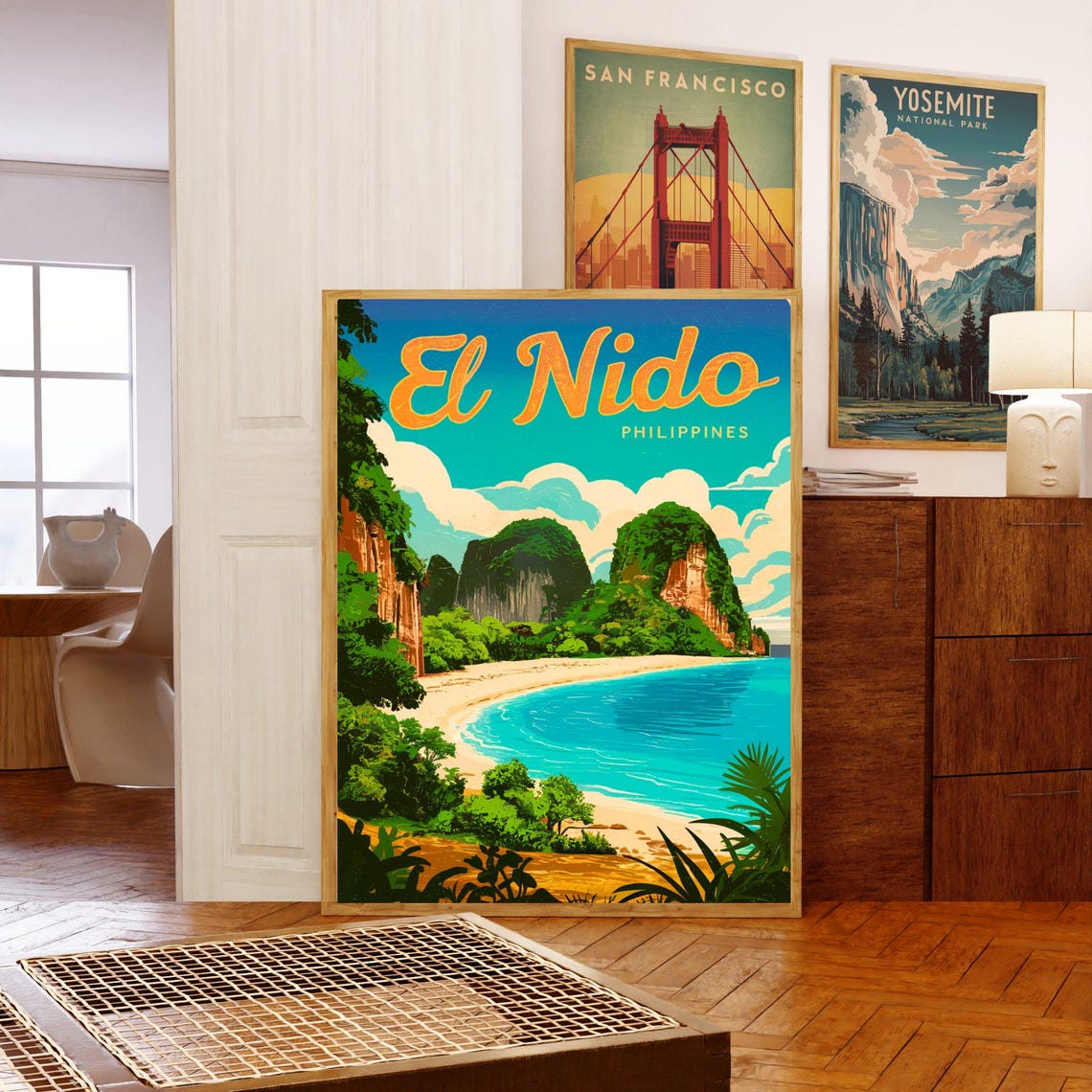 El Nido Philippines Limestone Cliffs Turquoise Bay Travel Poster - Image 3