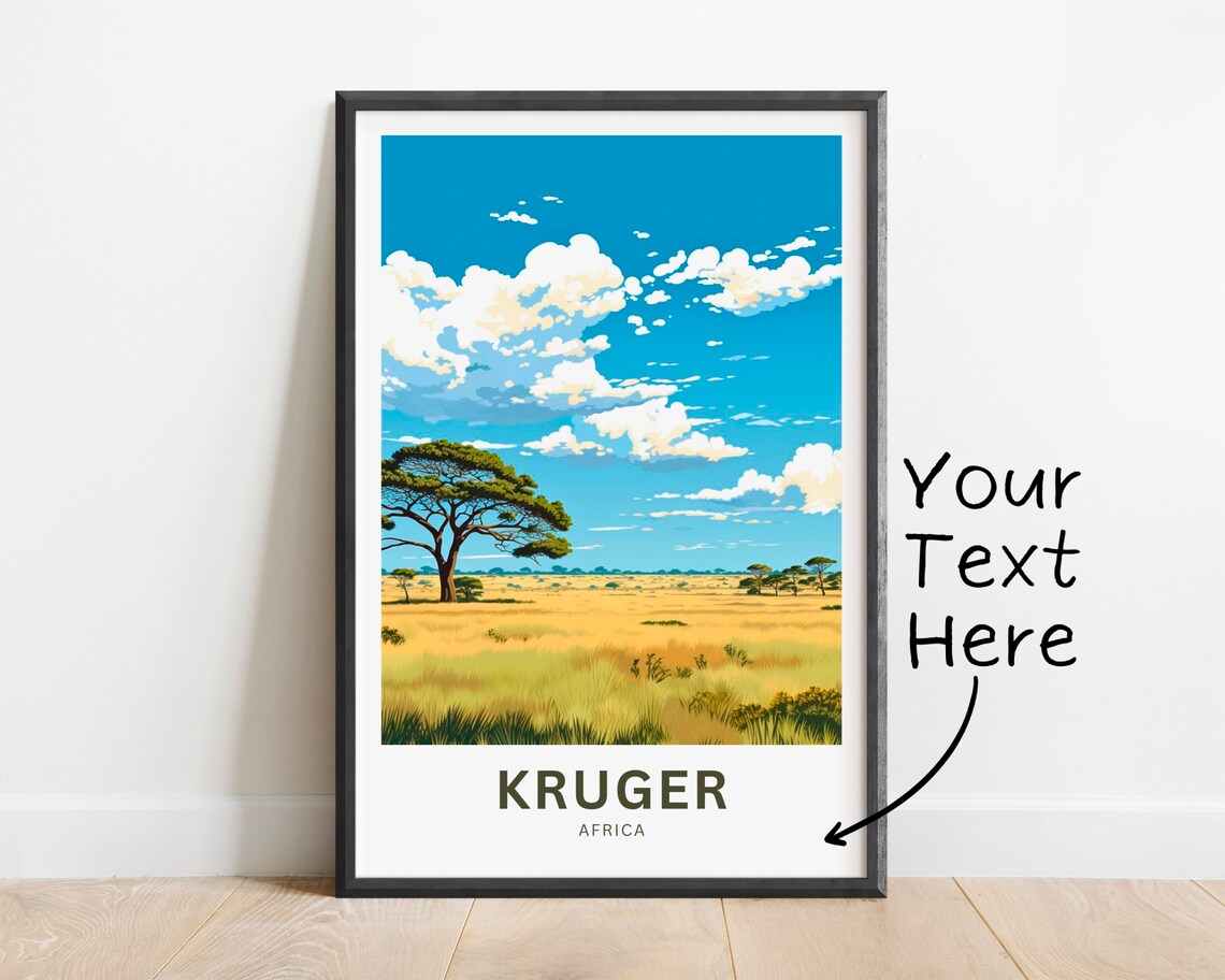 Kruger Africa Personalized Savanna Safari Acacia Tree Travel Poster
