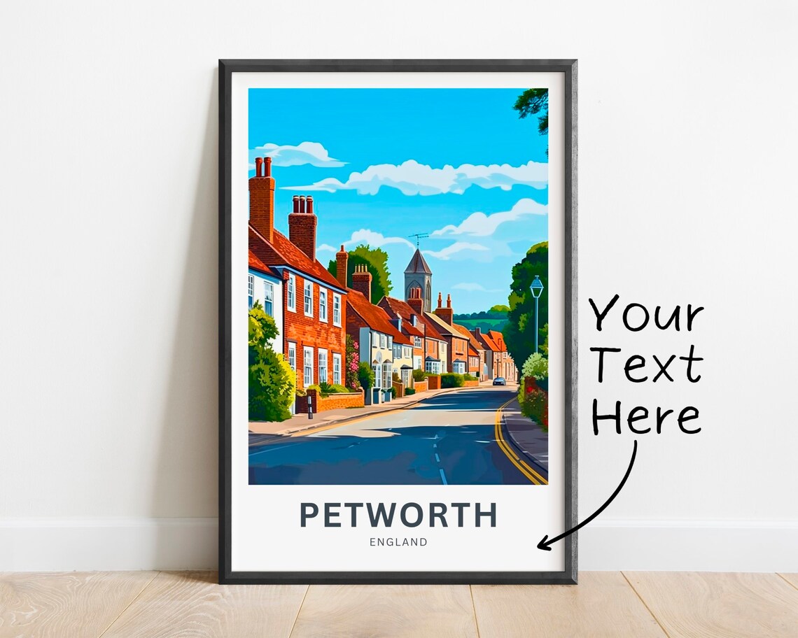 Petworth England Brick Row Houses Church Spire Classic Village Poster
