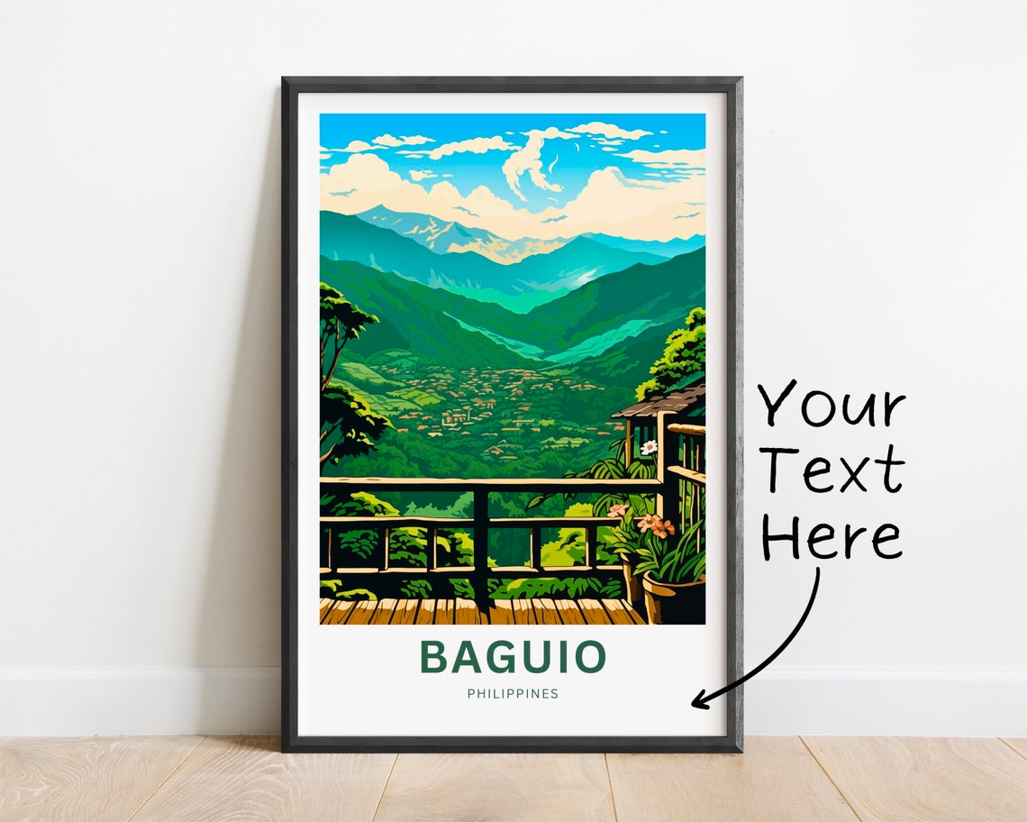 Baguio Philippines Travel Poster Mountain Balcony View Custom Gift Art